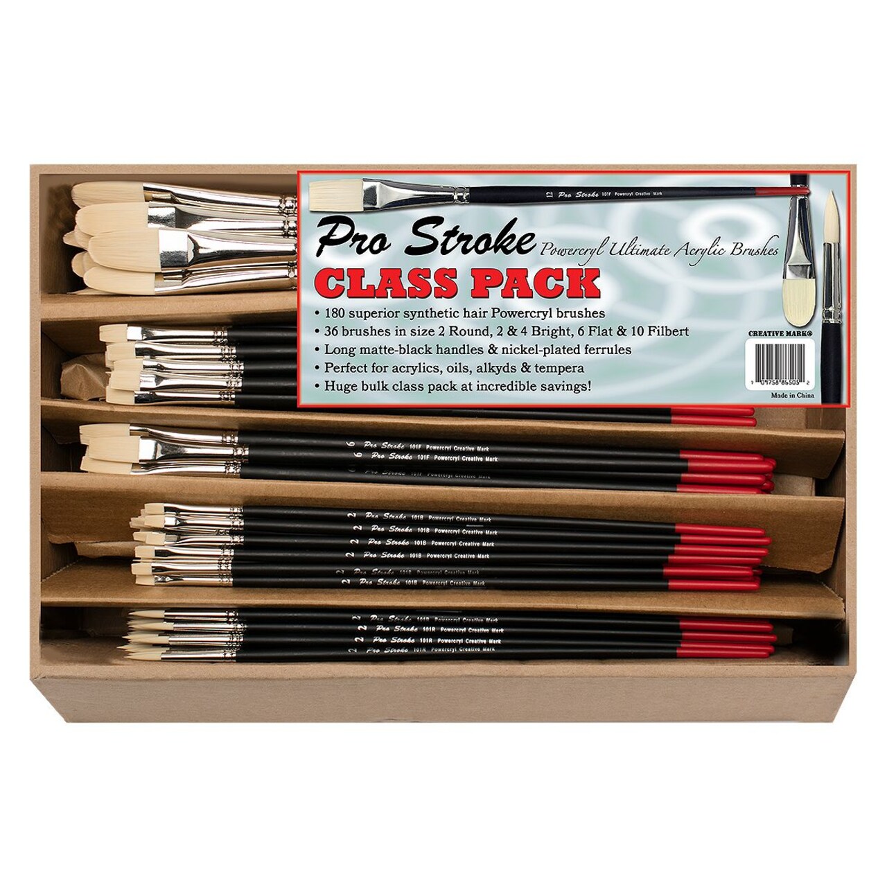Creative Mark Powercryl Ultimate Acrylic Paint Brushes - Assorted, Artist Paint Brushes, 3 Diameters of Synthetic Hair Filament, Fine Control of Heavy Acrylics, Water Soluble Oils, and More